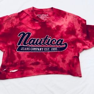 Red destroyed Nautica crop top